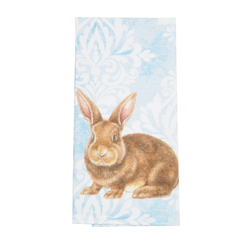 Damask Blue Bunny Towel, Blue/Brown Damask Blue Bunny
