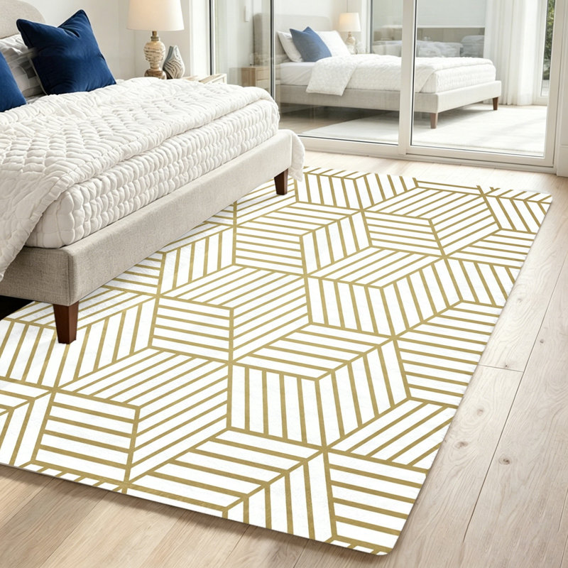 Geometric Pattern Area Rug, Non-Slip Soft Plush, Washable Floor Mat for Living Room, Bedroom, Home Decor, Accent, Indoor Outdoor