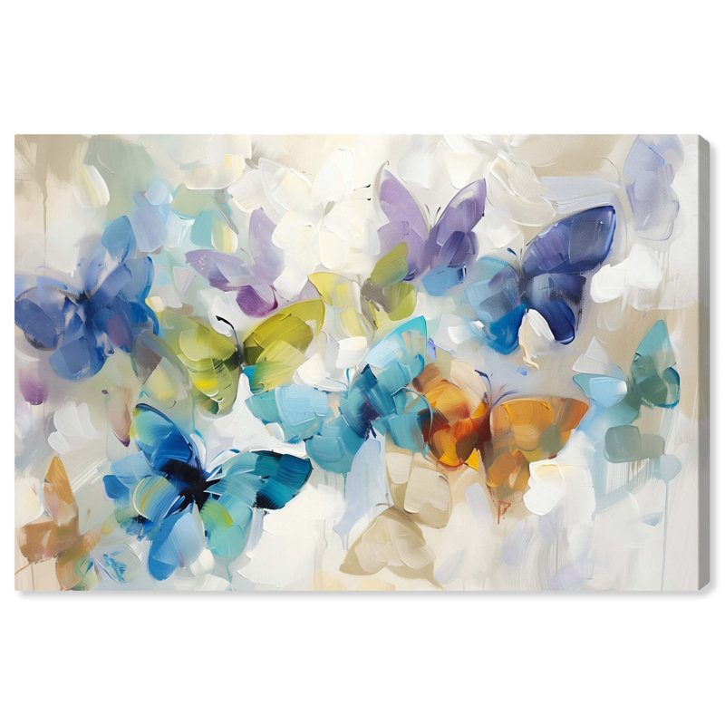 Papillons en vol, Toile tendue, H 36 po x l 54 po