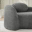 Fauteuil lounge ovale moderne en bouclette avec coussin, fauteuil une place peu encombrant, gris foncé