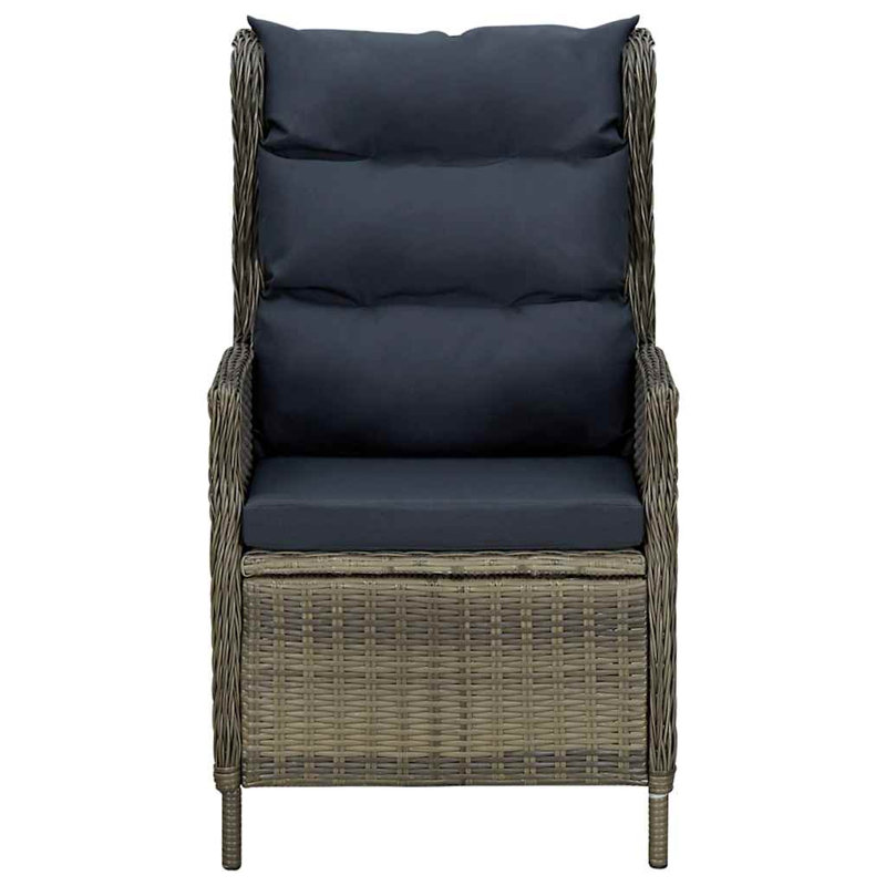 Brilliance Recliner Patio Chair with Cushions, Brown, Gray