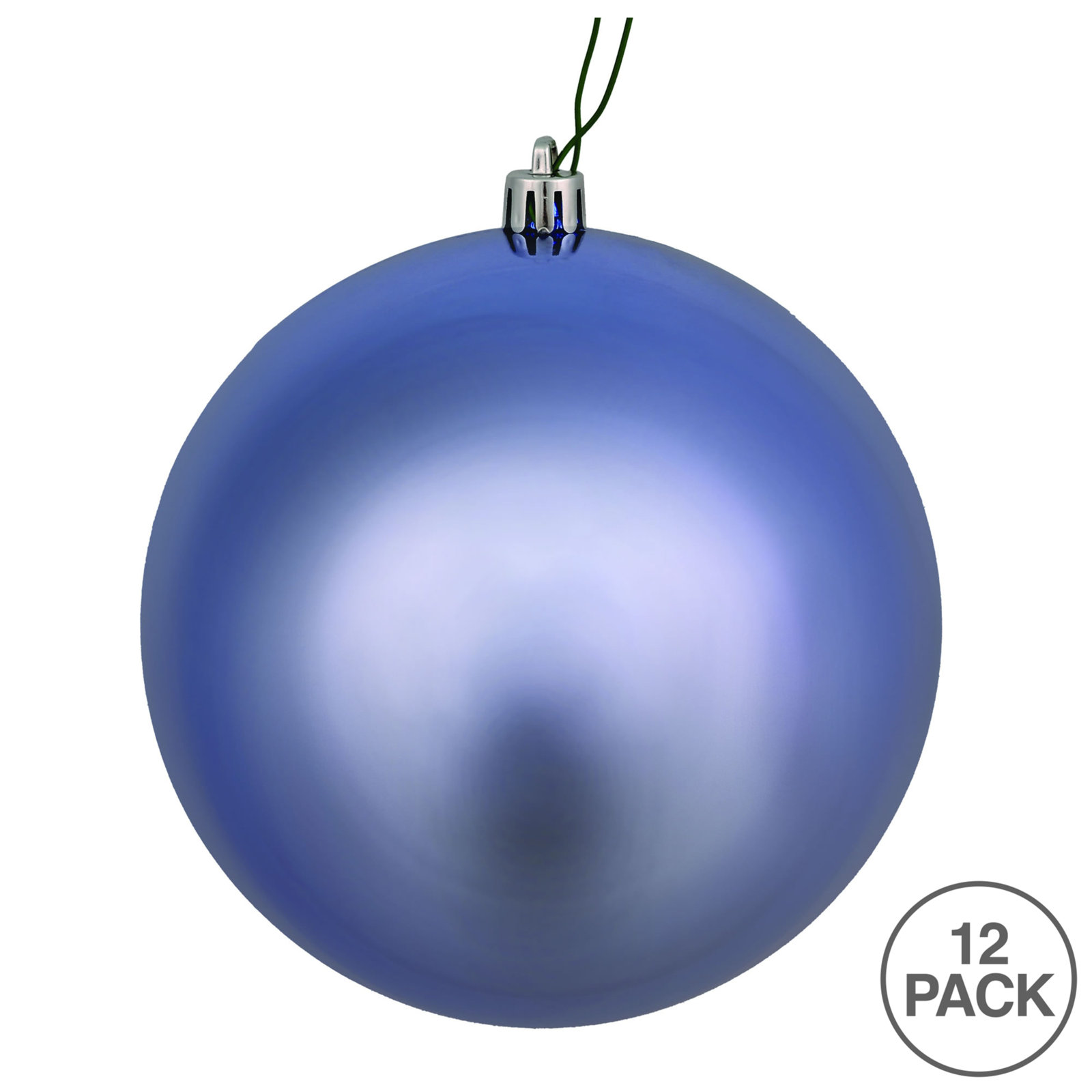 Holiday Décor Ball Ornament, Periwinkle Shiny, 3" H x 3" W x 3" D