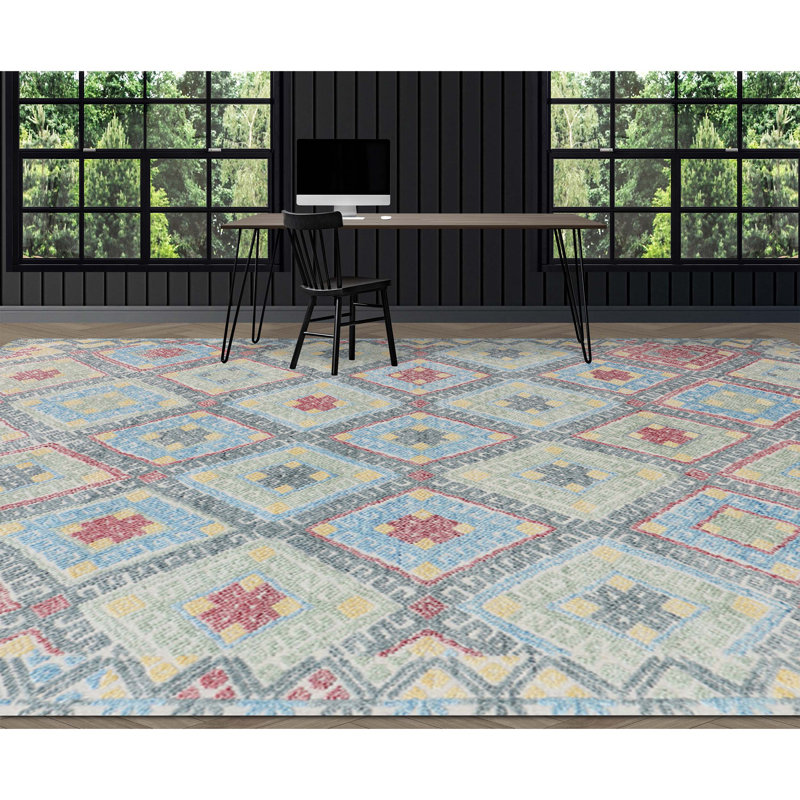 Wool Moroccan Area Rug in Ivory, Rectangle 10' x 14'