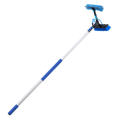 Solar Panel Cleaning Kit, 33 ft, Water Fed Pole Kit with Cleaning Brush, Soap Dispenser, Extendable Aluminum Telescopic Pole, 180° Rotatable Brush Head, for Roof Mounted Solar Panels, Windows
