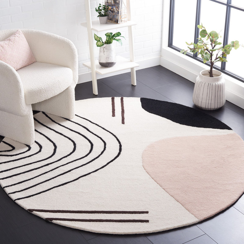 Arabelle Handmade Tufted Wool Ivory/Blush Rug, Round 4'