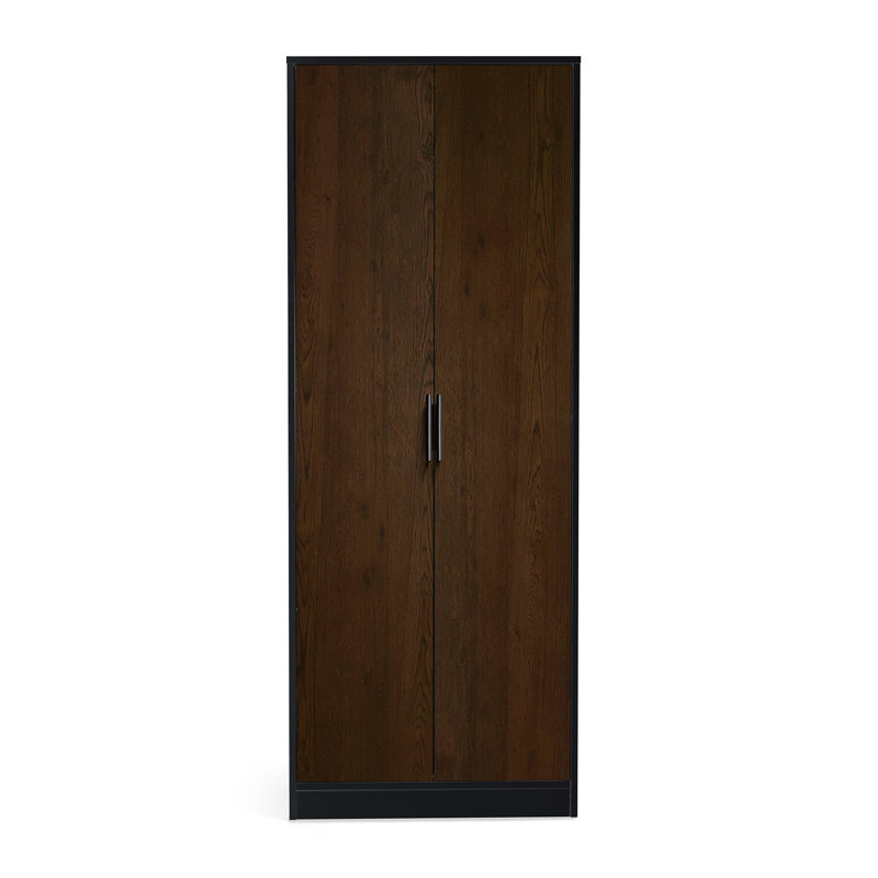 Aaidyn 2 Door Manufactured Wood Wardrobe, Walnut/Black