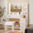 Makeup Vanity Desk With Lighted Mirror, Electrical Outlets, 5 Drawers And A Cabinet