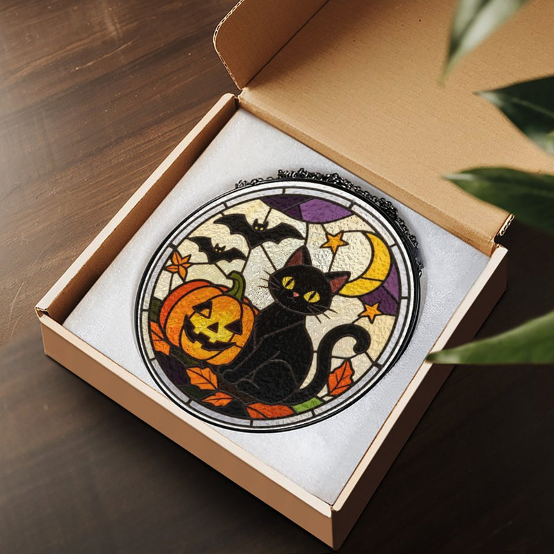 Ensembles de vitrail d'Halloween (4) vitrail pour fenêtre, 6,3 x 6,3 po (16 x 16 cm)