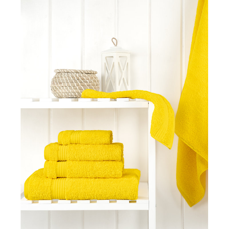 Ensemble de serviettes de bain luxueuses 100% coton turque 6 pièces, très doux et absorbant, Jaune