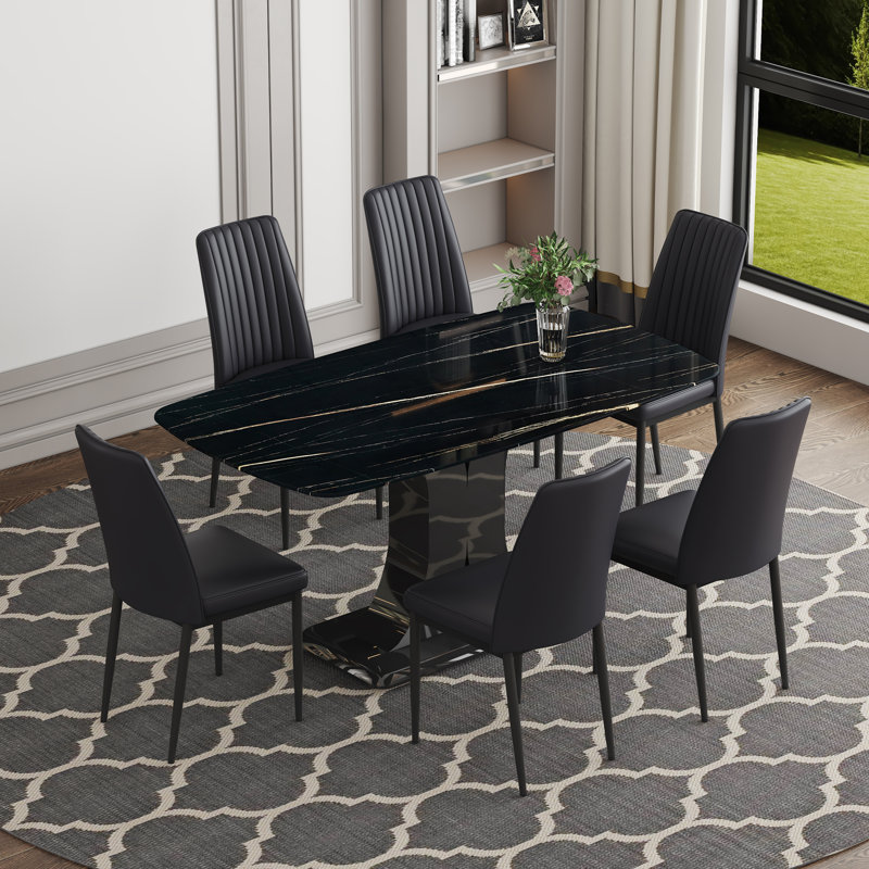 Kalinah Rectangular Dining Set, Black, Black