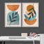 «Mid Century Shape Orange Green Pastel Polygon Abstract», reproduction d'art moderne sur toile encadrée 2 pièces-71660437-71660439