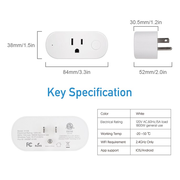 Outdoor Smart WiFi Plug, 2.4 GHz Wi-Fi Timer with 2 Grounded Outlet  Wireless Remote Control by App, Compatible with Alexa, Google Assistant &  IFTTT