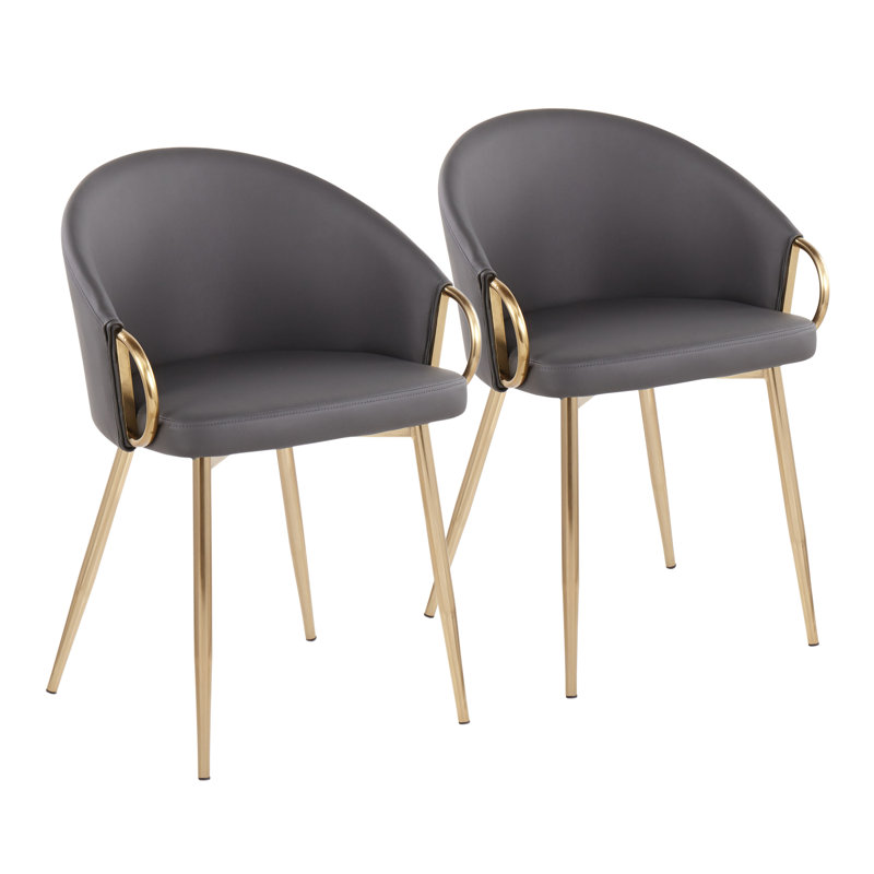 Fauteuils en similicuir de 19,25 po Josie, gris, Or