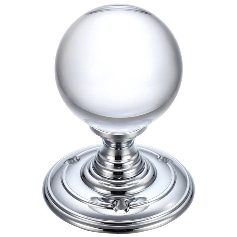 Door Knob, Polished Chrome/Clear