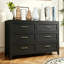 Commode à 6 tiroirs à profil bas Dresser, armoire en acier noir avec glissières silencieuses et sécurité anti-basculement, rangement en acier peu encombrant pour la chambre à coucher, le placard, le couloir et l'entrée