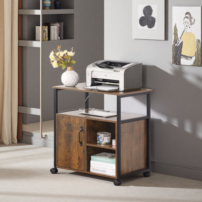 File Cabinet,Office Filing Cabinets With Socket And USB Charging Port,Printer Stand With Storage For A4, Letter Size,Metal Side Frame