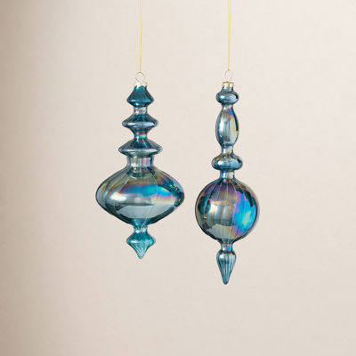 2 Piece Sapphire Solid Finial Ornament Set