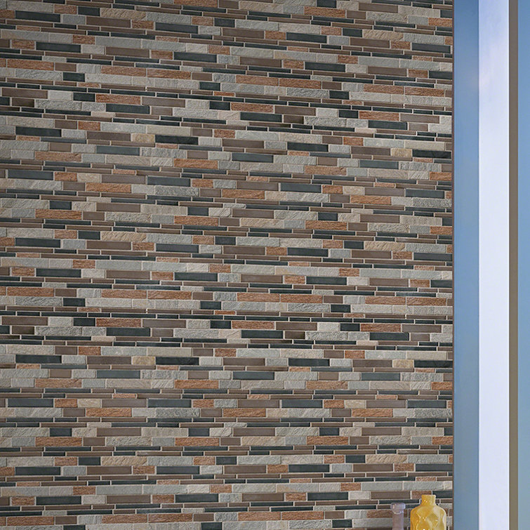 Cobrello Random Sized Porcelain/Stone Mosaic Tile in Brown