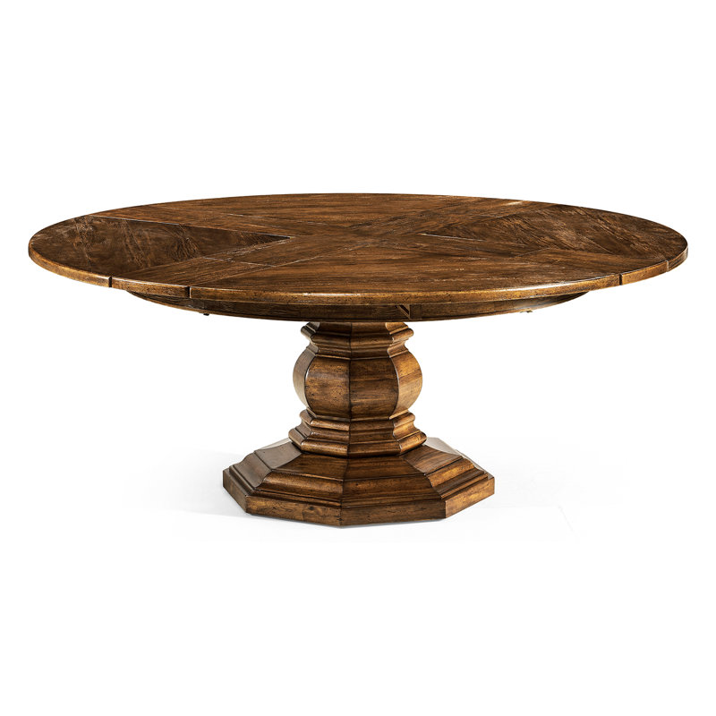 Casually Country Extendable Acacia Round Solid Wood Dining Table, Country Farmhouse Walnut