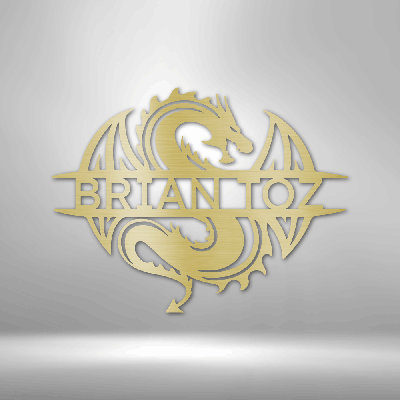 Décoration murale en métal personnalisable avec monogramme de dragon celtique personnalisé