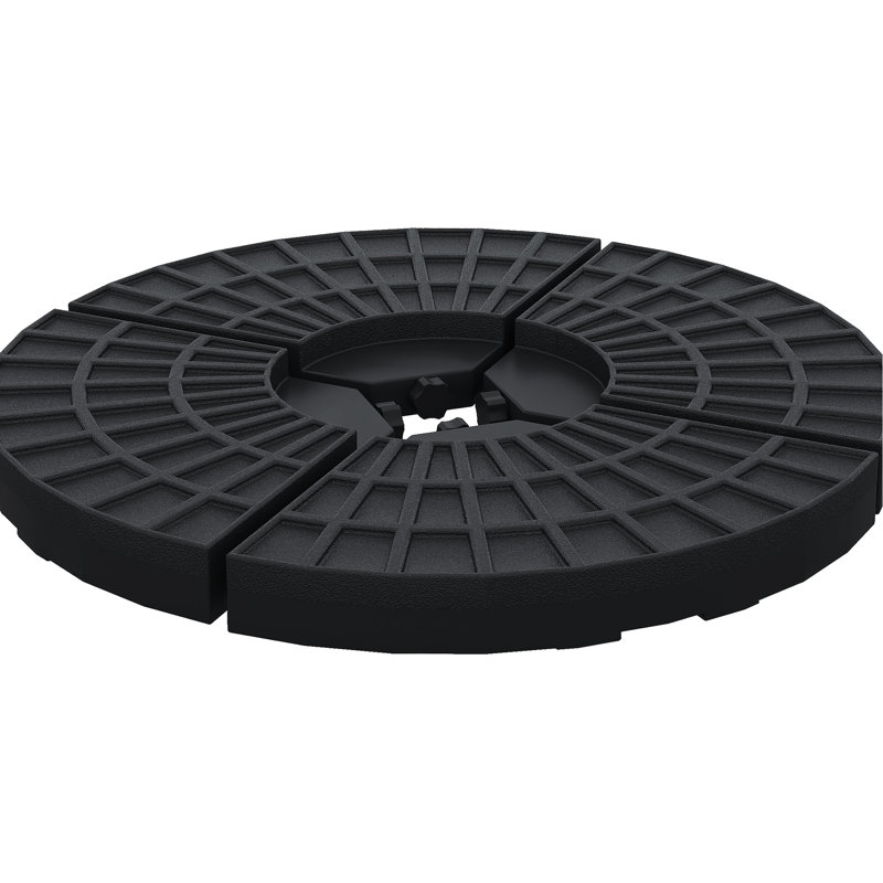 Base de parasol en porte-à-faux décalée, 4 pièces rondes robustes, 52 litres d'eau ou capacité de sable de 112 lb, base noire résistante, pour et parasols,