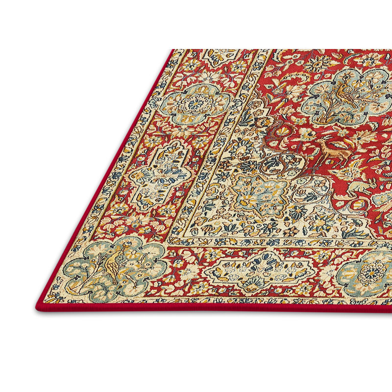 Tapis rouge/vert traditionnel, Rectangle 4 pi x 6 pi