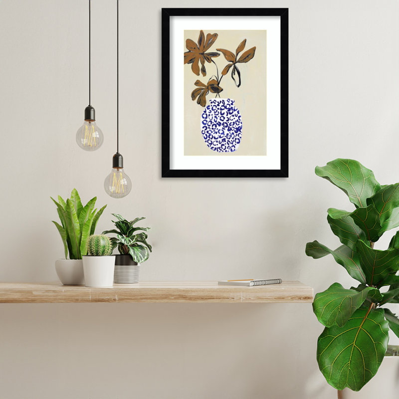 Midford Blue and Brown Floral Ambience Framed on Paper by Design Fabrikken Photograph, Black, 17" H x 13" W x 1" D