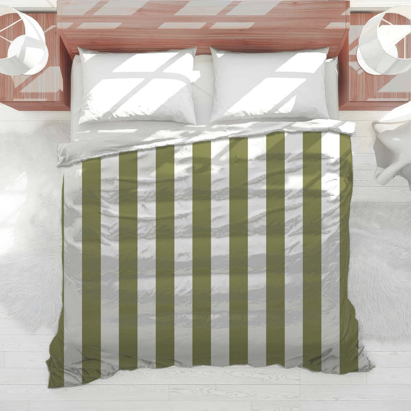Vertical Olive Stripes Comforter, Queen