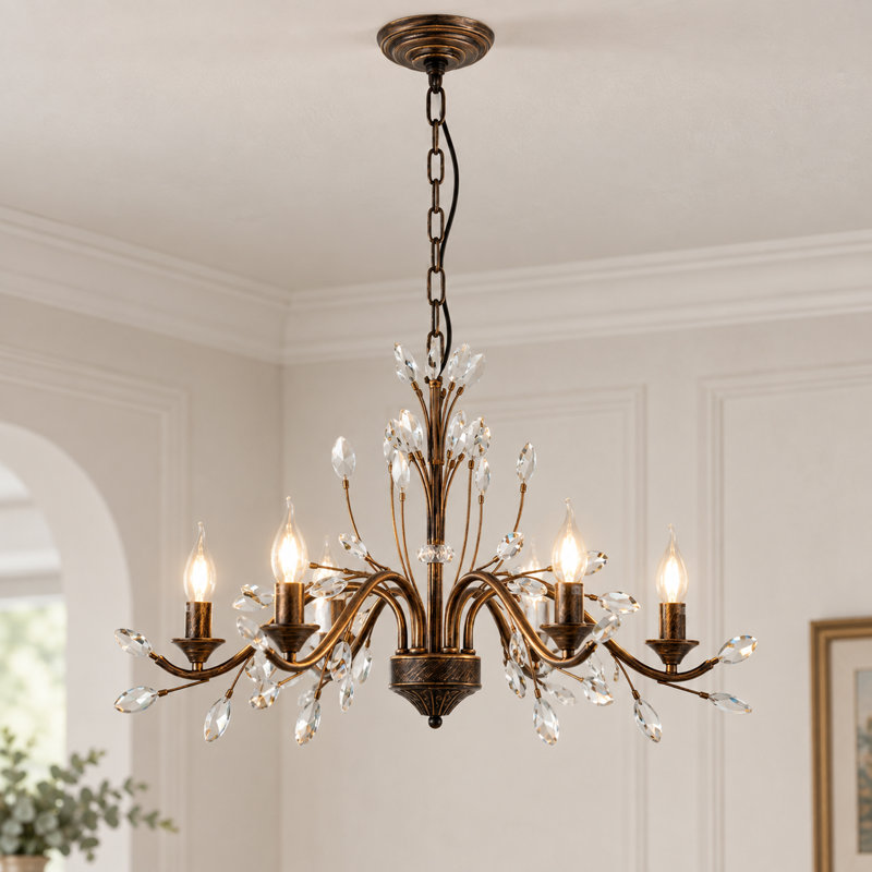 28-inch 6-light Vintage American Crystal Chandelier