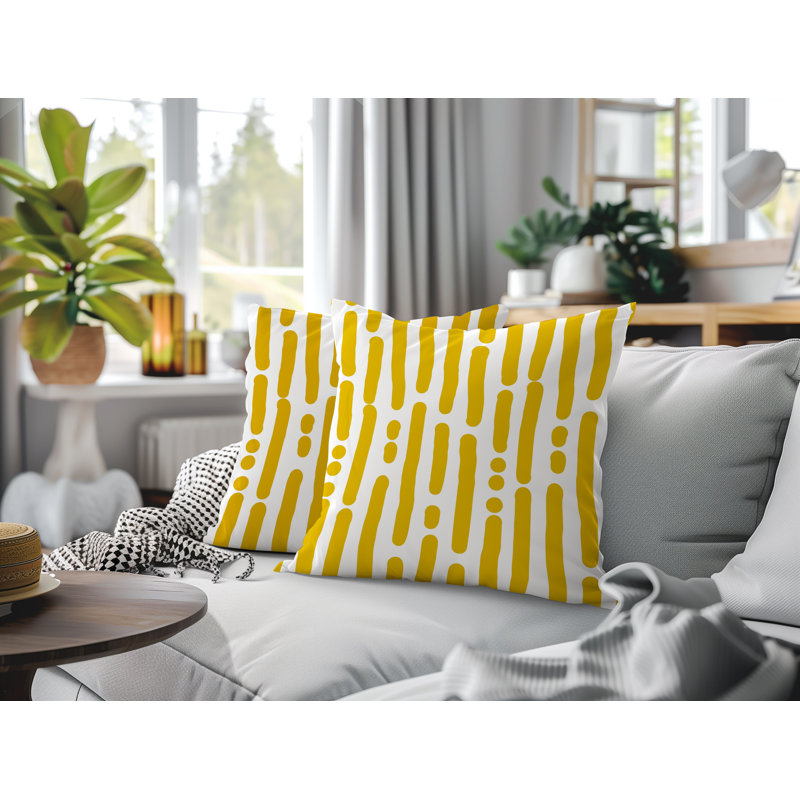 Oreiller réversible intérieur / extérieur Adora, Jaune, 16 x 16