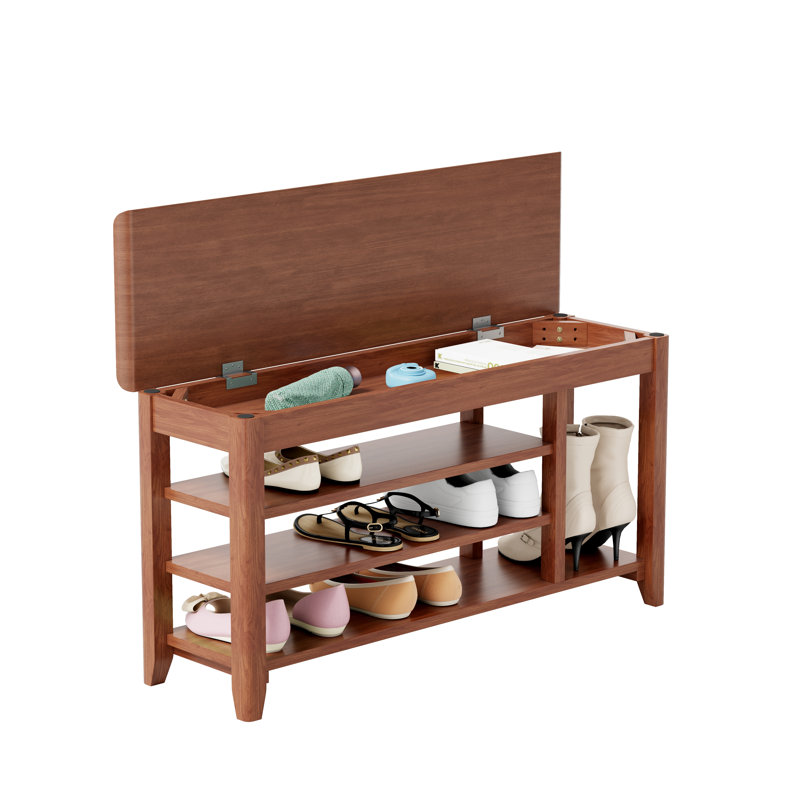 Range-chaussures 100% en bois massif avec porte avant, banc à chaussures en bois massif, 550 livres, porte d'entrée, couloir, range-chaussures avec espace pour les bottes