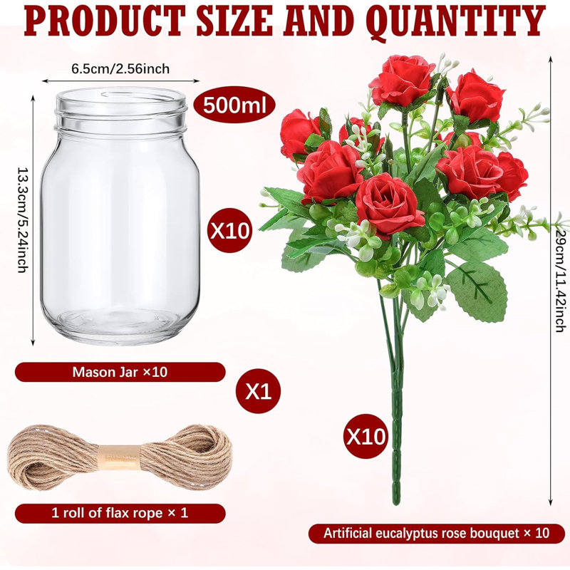 Ensemble de centre de table 10 pièces Red Rose Mason