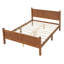 Lit plateforme double avec tête et pied de lit, grain de bois de style campagne moderne noyer clair-955335594-955335593