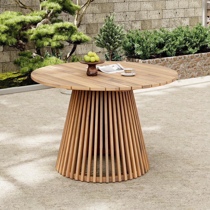 Table de salle à manger ronde en bois 46,83 pouces à l'abat-jour au look unique, structure stable, vaste patio à finition de surface pour un mélange harmonieux de plusieurs réglages, base distinctive, assemblage rapide