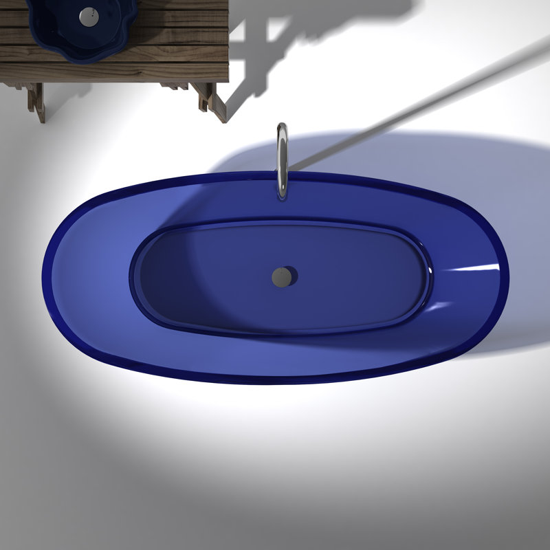 Ember 65.63'' x 32.5'' Soaking Stone Bathtub, Regal Blue