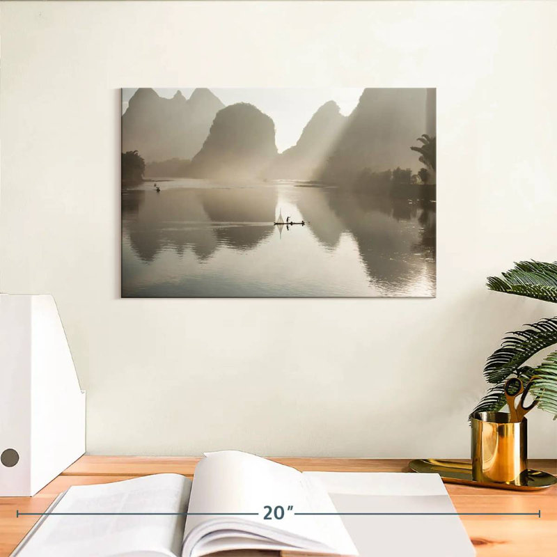 Ravi Li River Mountain Scene, 8" H x 12" W