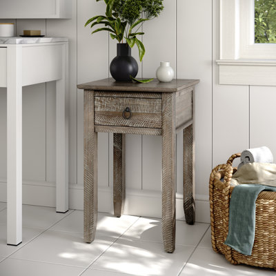 Physter Solid Wood Top End Table with Storage