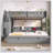 Twin Over Full Bunk Bed With Storage Staircase,  Trundle, Storage Shelves, LED And USB-1971696513