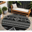 Tapis rond noir et ivoire 8 po