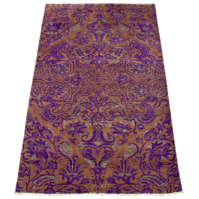 Tapis unique en laine noué à la main 4 pi 2 po x 7 pi 11 po New Age Lahore Finest Deerick
