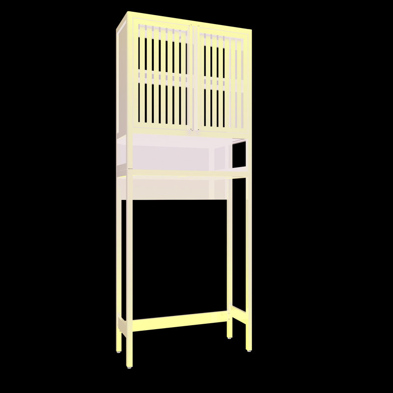 Support de rangement pour toilette pour salle de lavage, autoportant, très grande capacité, peu encombrant, beige noir gris, composants de haute qualité, tablette ouverte et deux portes à persiennes, étapes d'installation simples