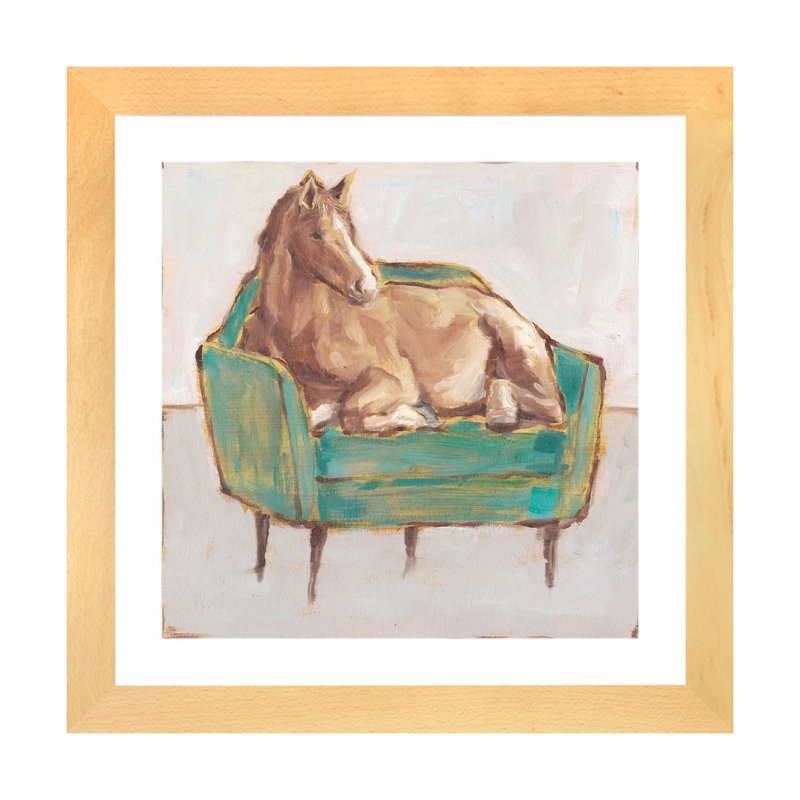 Créature confort II par Ethan Harper - reproduction d'art, Blanc, H 24 po x l 24 po x p 1 po, Toile avec cadre en bois beige