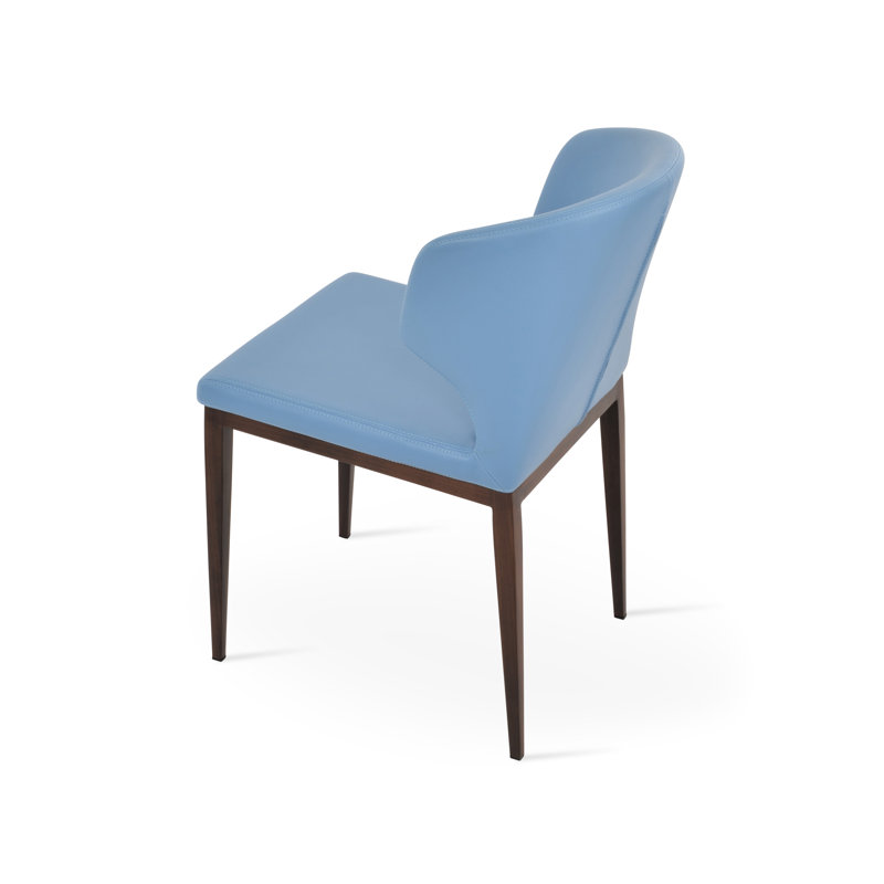 Amed Mw Side Chair, Leatherette Blue, Walnut