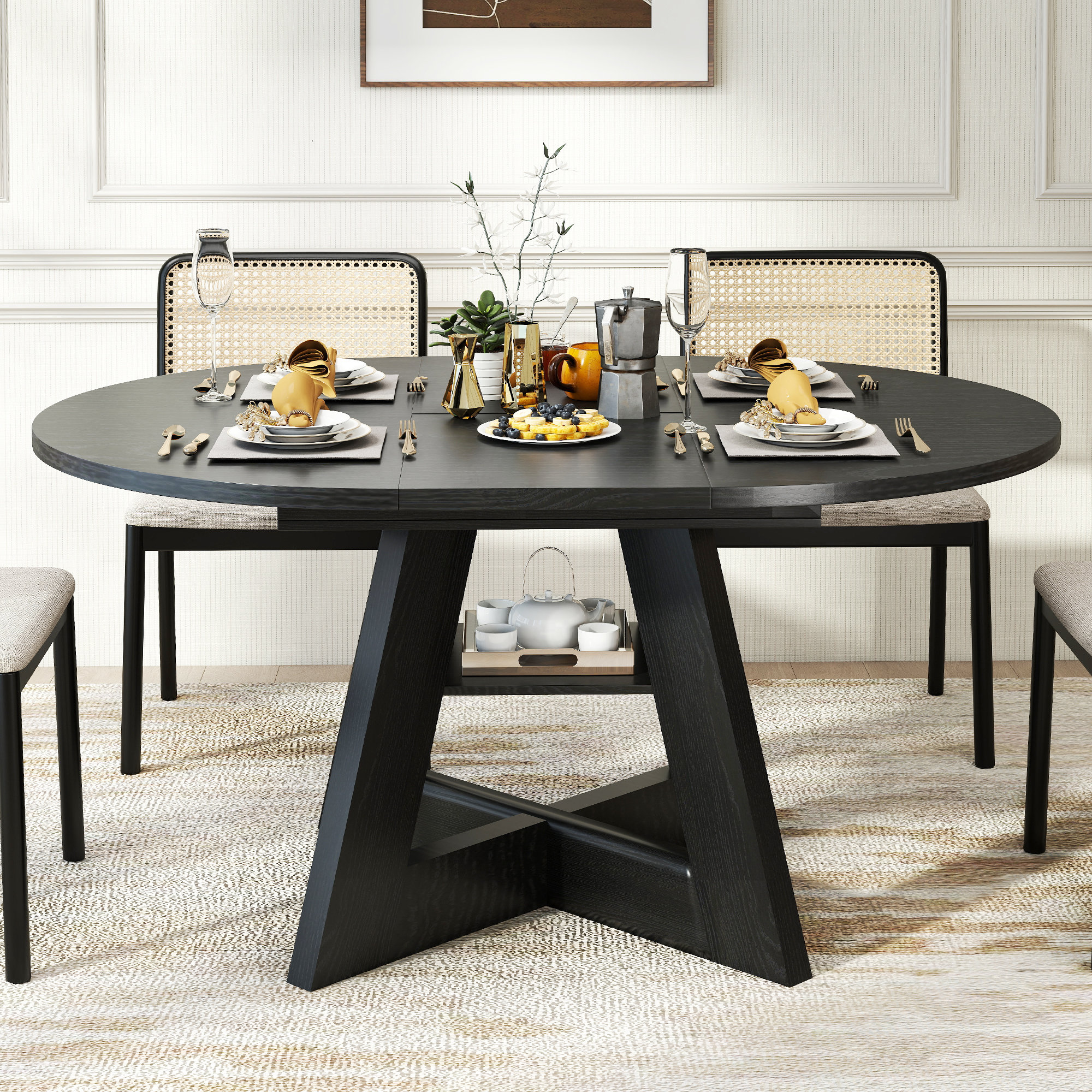 Hokku Designs Extendable Dining Table For 4-6, Round