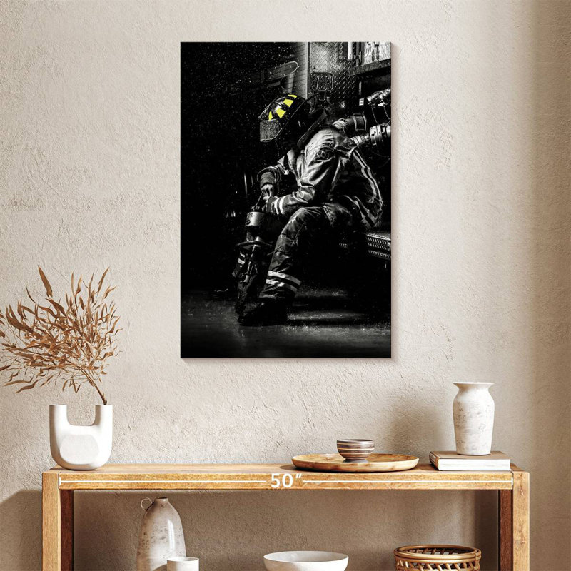 Alcaraz Fireman In The Rain, 36" H x 24" W