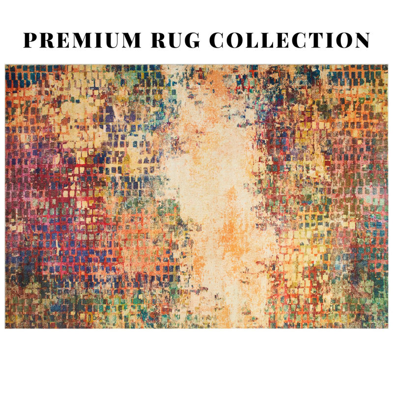 Modern Abstract Multicolor Area Rug with Vibrant Pattern for Living Room and Bedroom, Rectangle 160 x 230 cm