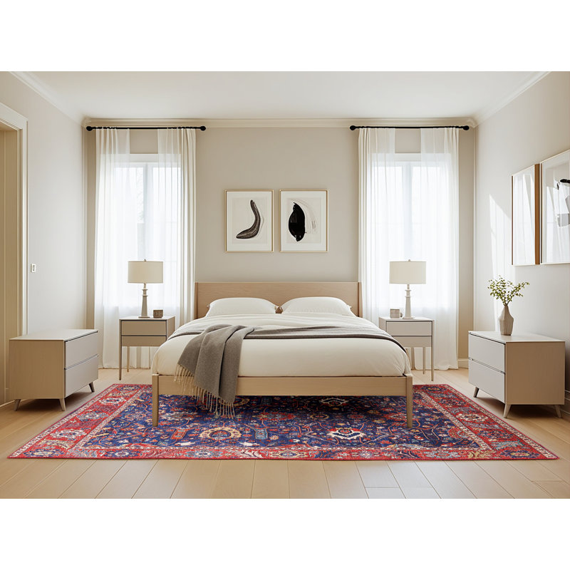 Tapis rouge / bleu Oesch, Rectangle 5 pi x 8 pi