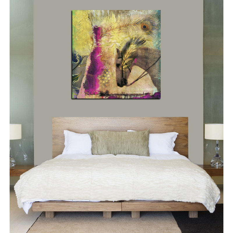 «White Horse» par Elena Ray, art mural sur toile, H 37 po x l 37 po x P 1,5 po