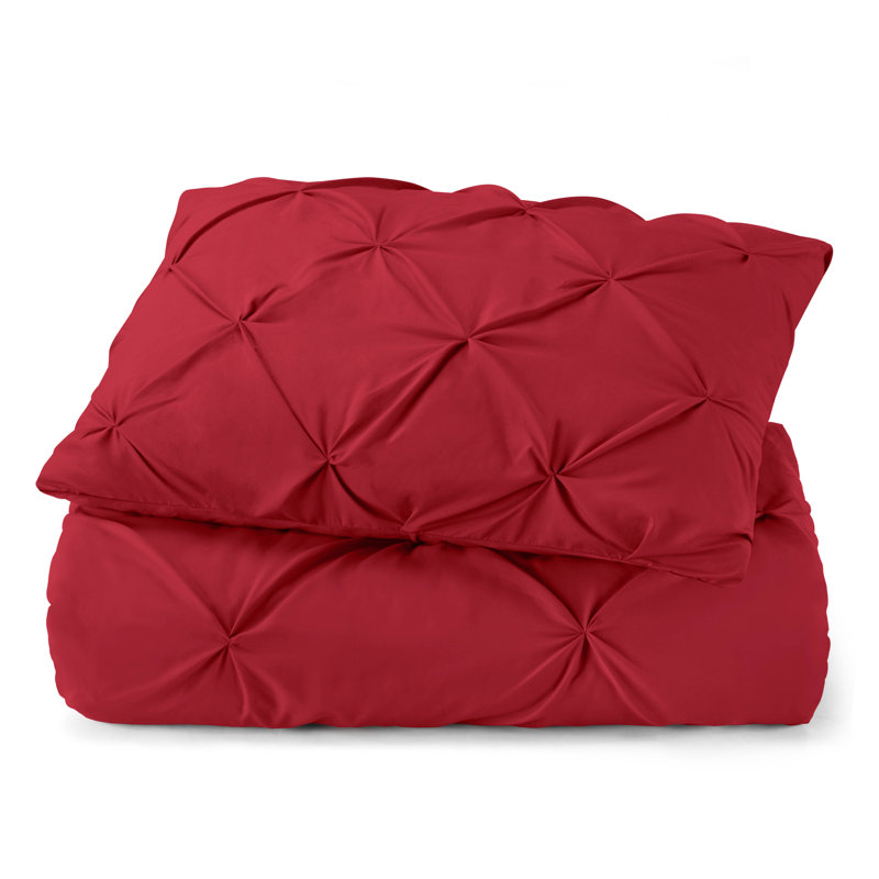 Ensemble de housse de couette plissÃ©e en tissu doublement brossÃ©, Rouge cerise