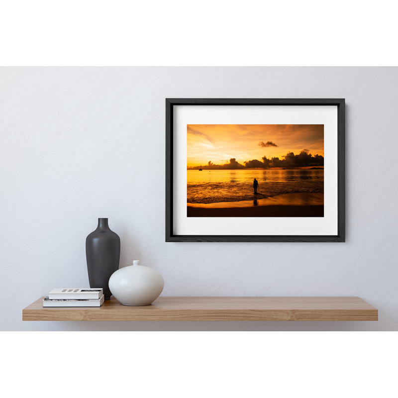 Girl On Fire Print by Joseph Regan, Black, 14" H x 16" W x 0.75" D